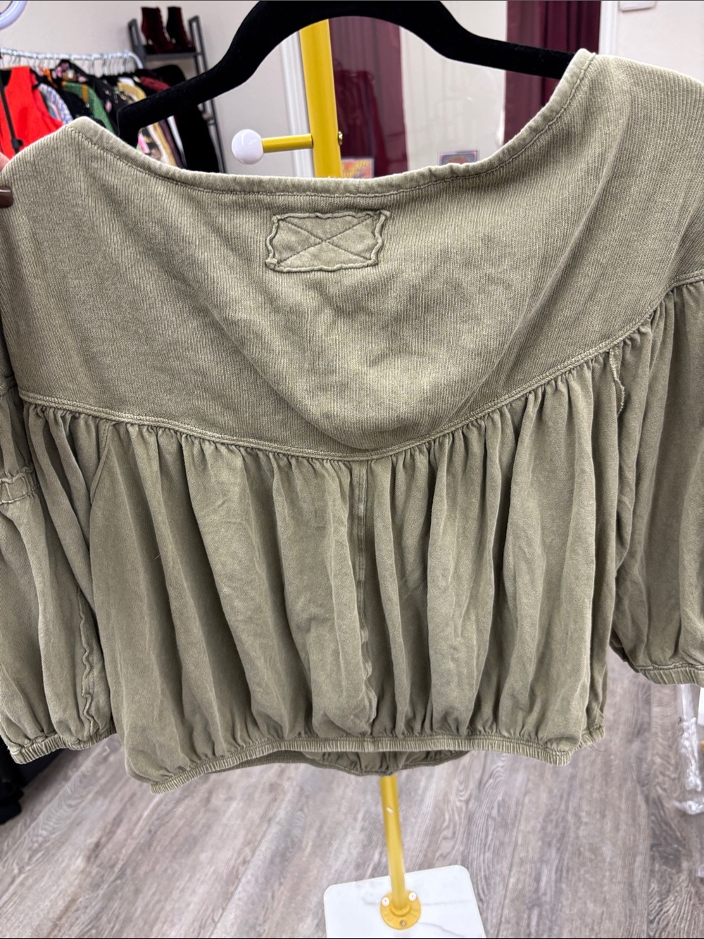We The Free Olive Tie-Front Peasant Blouse - Picture 4 of 4